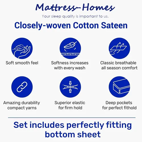 Miniatura 4 de Mattress-Homes Juego de sábanas tamaño Queen de 6 piezas, colección Hotel Luxury, 100% algodón egipcio, sábana bajera ajustable de 18 pulgadas