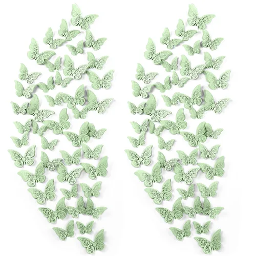 Miniatura 8 de Outus 120 piezas de calcomanías de mariposas en 3D en capas negras para pared, calcomanías de mariposas extraíbles, murales en relieve para Negro
