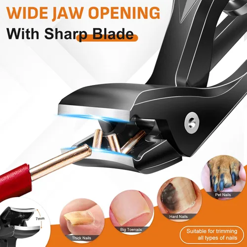Miniatura 3 de DRMODE Cortaúñas para hombres, uñas gruesas, cortaúñas en ángulo para uñas gruesas para personas mayores, cortaúñas con apertura de mandíbula ancha