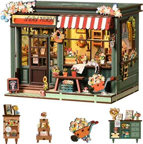 Miniatura 11 de ISSEVE Kit de Rincón de Libros, Rompecabezas de Madera 3D DIY Casa de Muñecas Booknook para Adultos, Kit de Casa en Miniatura Diminuta Decoración