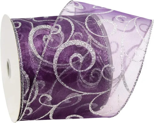 Miniatura 14 de Morex Ribbon Cintas transparentes con purpurina con espiral, cinta navideña para manualidades y decoraciones de Navidad, envoltura de regalos, 1.5