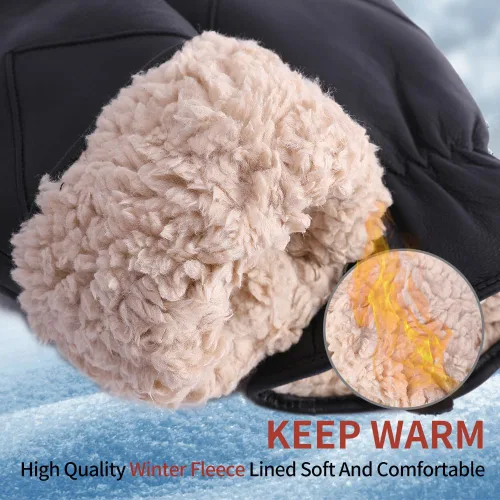 Miniatura 2 de Manoplas de piel de cordero cálidas para hombre con forro polar de invierno