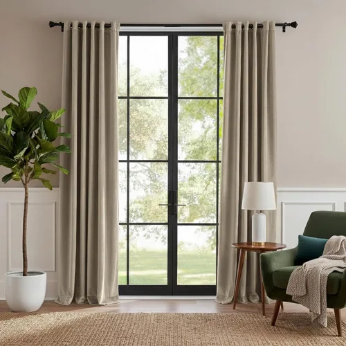 RYB HOME Cortinas de terciopelo beige camello 84 pulgadas, cortinas gruesas de terciopelo para oscurecer la habitación para decoración de granja,