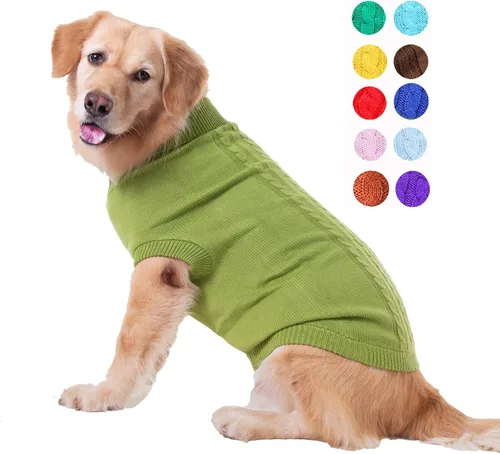 Miniatura 39 de Suéter para perro, cálido y suave, mediano (pecho 16-18 pulgadas), rosa, cuello alto clásico, lavable a máquina, invierno, unisex, sólido