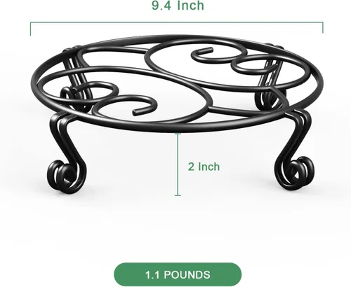 Miniatura 7 de Yimobra Paquete de 2 soportes para macetas resistentes para macetas para interiores y exteriores, metal a prueba de óxido, contenedor de jardín