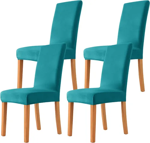Miniatura 3 de Velvet Chair Covers Beige Gray, Stretch Dining Room Chair Covers 2 Pack, Super Fit Dining Chairs Slipcovers Spandex Washable Kitchen Parson Chair