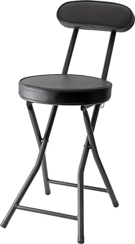 パール金属(PEARL METAL) Respaldo incluido, BLKP Silla de tubo plegable, 28.7 in, negro mate