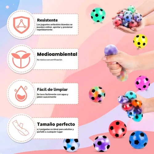 Miniatura 6 de Paquete de 24 bolas antiestrés para adultos, bola de fútbol sensorial para aliviar el estrés, juego de bolas esponjosas a granel para regalo de 24
