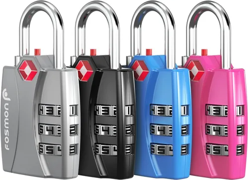 Miniatura 26 de Fosmon Cerraduras de equipaje aceptadas por la TSA, indicador de alerta abierta Fosmon de 3 dígitos con combinación de códigos de candado, cuerpo