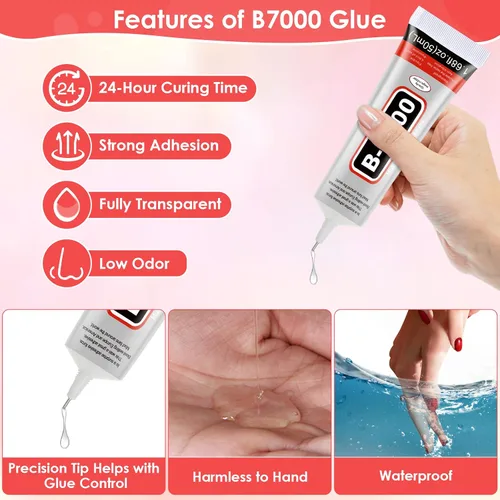 Miniatura 4 de Pegamento para manualidades B7000 de 1.7 fl oz, pegamento transparente multiusos para manualidades, cuentas de joyería, tela, tela, arte de uñas