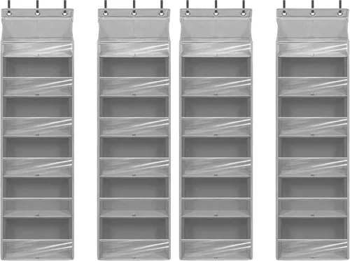 Miniatura 10 de Organizador de puerta con 6 bolsillos extra grandes, 12 bolsillos laterales, estante de almacenamiento resistente para armario, organizador de Beige