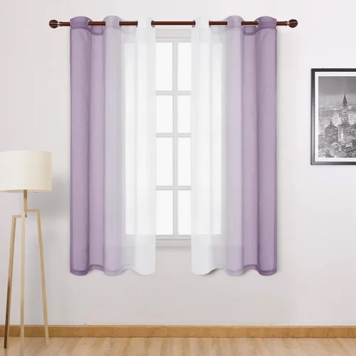 Miniatura 98 de DWCN Cortinas Transparentes de Lino Sintético Negro Degradado Ombré - Cortinas Semi Transparentes de Gasa con Ojales en la Parte Superior