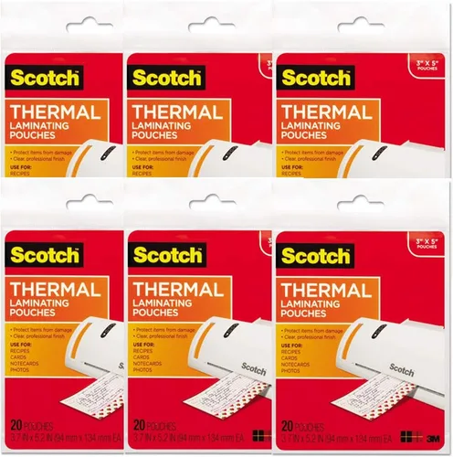 Scotch TP590220 - Bolsas de laminación térmica tamaño tarjeta de índice, 5 mil, 5 3/8 x 3 3/4, 20 unidades