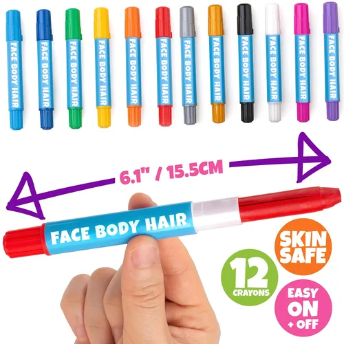 Miniatura 6 de Blue Squid Lápices de pintura facial – 12 colores vibrantes torcidos y lavables – Kit de pintura facial para fiestas de niños, Halloween, kit
