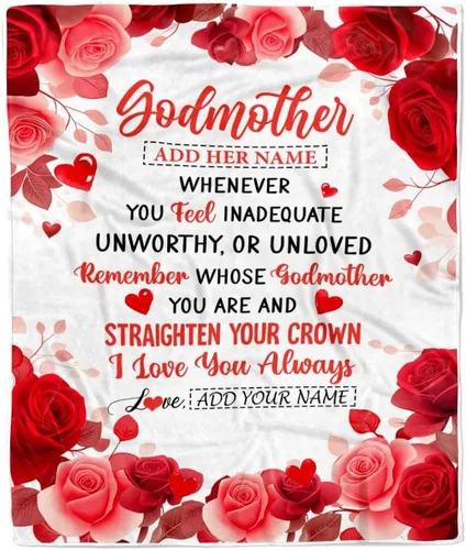 Miniatura 6 de Manta personalizada con texto en inglés «To My Godmother from Goddaughter Godson Thank You for Being My Godmother», para Día de la Madre