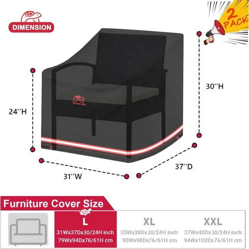Miniatura 2 de Turtle Life Funda para Silla de Patio, Resistente y Duradera Impermeable para Sillón de Jardín Exterior Sofá Individual Profundo, Funda