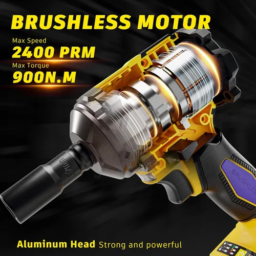Miniatura 4 de Llave de impacto inalámbrica para batería DeWalt 20V, llave de impacto de potencia de 1/2 pulgada, pistola de impacto eléctrica sin escobillas