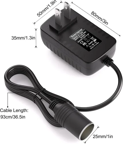 Miniatura 7 de Convertidor de CA a CC de 12 V 24 W, enchufe para encendedor de cigarrillos de automóvil, 100-240V a 12V 2A AC/DC adaptador de alimentación