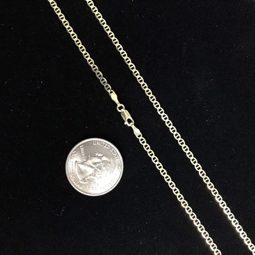 Miniatura 3 de Ioka - Pulsera de cadena plana de oro macizo amarillo de 14 quilates de 0.098 in con cierre de langosta - 7", Oro