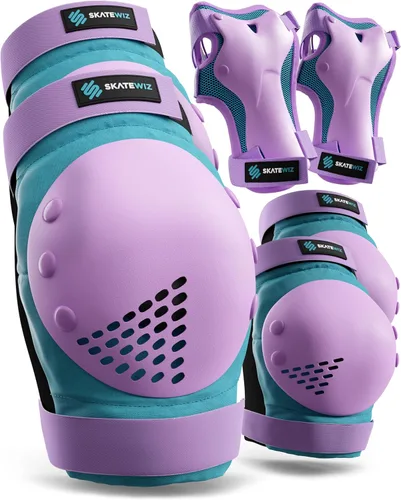 SKATEWIZ Juego de almohadillas de protección para patineta para niños y adultos - Smash - Almohadillas para patines [6 piezas] con protectores de
