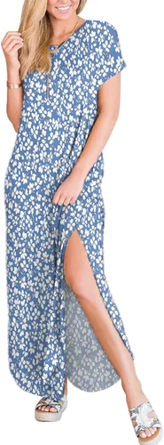 Miniatura 3 de ANRABESS - Vestido largo de playa de verano con bolsillos, suelto, informal, de manga corta, para mujer