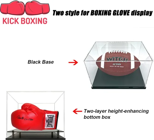 Miniatura 6 de Vitrina transparente para guantes de boxeo, estuche de exhibición de guantes de béisbol acrílicos de autoensamblaje para tamaño completo, vitrina