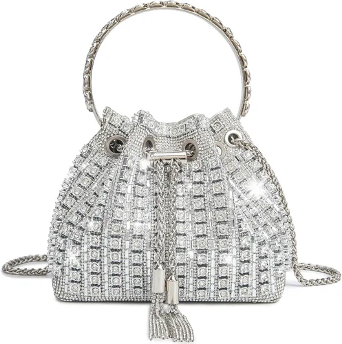 Miniatura 13 de Bolso de noche con diamantes brillantes para mujer, bolso de mano con diamantes de imitación para fiesta, baile de graduación, cóctel