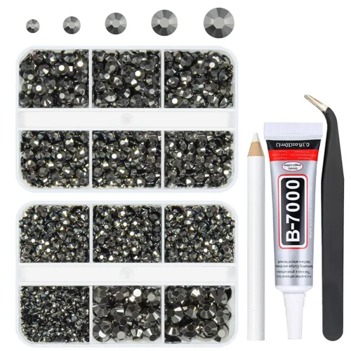 Miniatura 40 de qiipii Resina Metálica Plata Diamantes de Imitación con Parte Posterior Plana para Adornar Manualidades, Piedras Planas de 2mm-6mm, Gemas de Plata