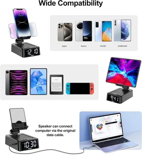 Miniatura 6 de Regalos para hombres y mujeres, soporte de teléfono con altavoz Bluetooth y soporte ajustable de teléfono celular de ángulo giratorio de 360°