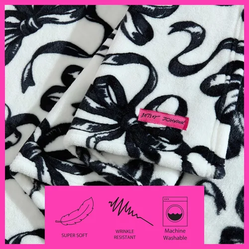 Miniatura 3 de Betsey Johnson - Manta de felpa para sofá o cama, suave manta reversible de forro polar occidental, acogedora manta suave impresa, lazos de ballet