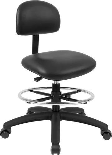 Miniatura 30 de Serie FSS Silla de asiento cuadrado de altura baja (43.2 cm - 55.9 cm) de asiento. Vinilo de tela - para oficina, garaje, escritorio, taller