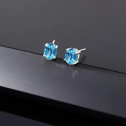 Miniatura 262 de Gem Stone King Aretes de oro de 14 quilates con piedra natal ovalada de 0.315 x 0.236 in Aretes de oro para mujer