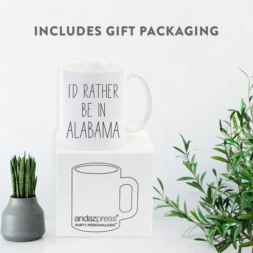 Miniatura 4 de Andaz Press Taza de café de 11 onzas, regalo con texto en inglés "I'd Rather Be in Alabama", 1 paquete, para estudiar en el extranjero, regalo