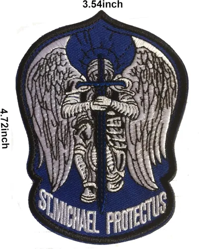 Miniatura 2 de St. Saint Michael Protect Us - Parche bordado de moral, parches tácticos militares para operador del ejército con cierres de gancho y bucle, 3.54 x