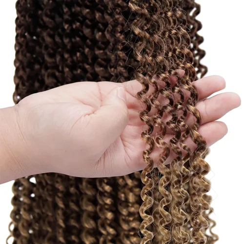 Miniatura 9 de Dorsanee Cabello Passion Twist Ombré de 24 pulgadas, 7 paquetes de Cabello de Ganchillo de Ondas de Agua, Cabello Largo Bohemio Rizado para Trenzar