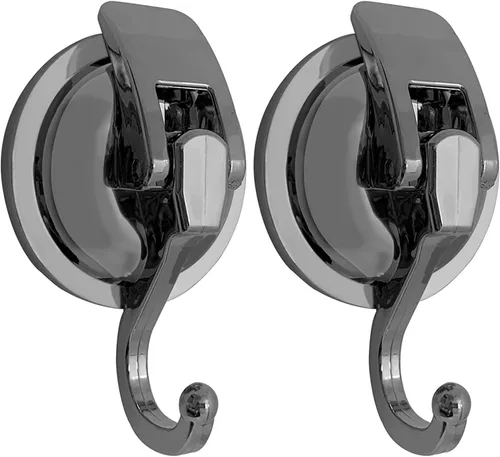Miniatura 21 de Ganchos con ventosa, vidrio resistente, reutilizable, sin perforaciones, para bata de baño y guirnalda (plata, paquete de 4)