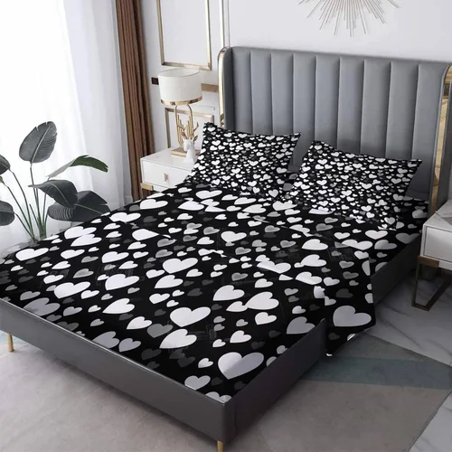 Miniatura 11 de Juego de sábanas de tamaño individual con diseño de corazón, sábanas de microfibra suave y bolsillo profundo, sábanas y fundas de almohada