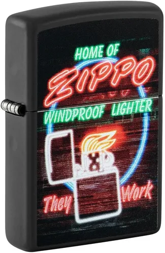 Miniatura 7 de Encendedor de bolsillo Zippo negro mate con diseño de logo de Zippo Logotipo de oro mate negro
