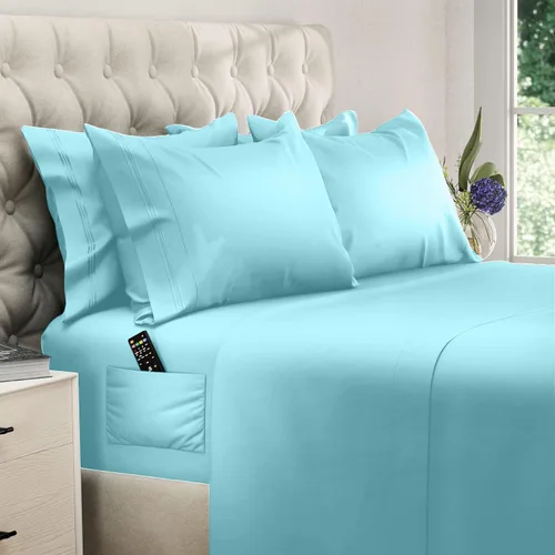 Miniatura 69 de DREAMCARE Juego de sábanas California King, 6 piezas, sábanas refrescantes para cama, sábanas Cal King de hasta 21 pulgadas de profundidad, 02