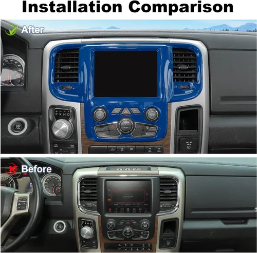 Miniatura 2 de Voodonala Cubierta GPS de navegación de consola central para Dodge RAM 2011-2017 Accesorios ABS azul 1pc