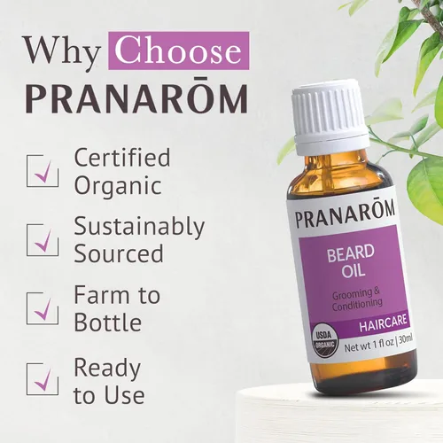 Miniatura 6 de Pranarom - Aceite para barba (1.0 fl oz) - Grado terapéutico natural 100% puro - Jojoba, cedro e incienso Certificado orgánico USDA y ECOCERT