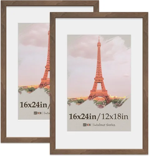 Miniatura 70 de VCK Paquete de 2 portarretratos de 5 x 7, color negro, de madera de alta gama con vidrio templado, para fotos de 4 x 6 con paspartú o 5 x 7 sin
