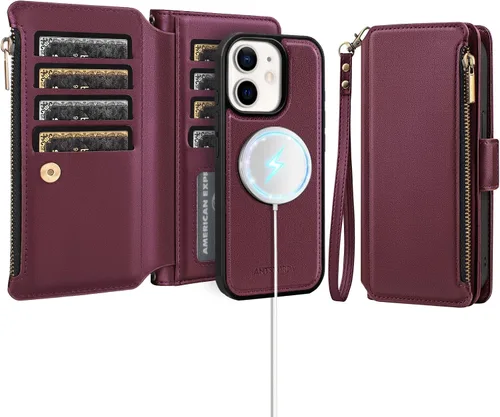 Miniatura 21 de Antsturdy Funda tipo cartera compatible con iPhone 11, piel sintética, con bloqueo RFID, funda cruzada para teléfono para mujeres y hombres