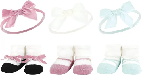 Miniatura 74 de Hudson Baby Conjunto de regalo de diadema y calcetines para niña Flor azul marino rosa