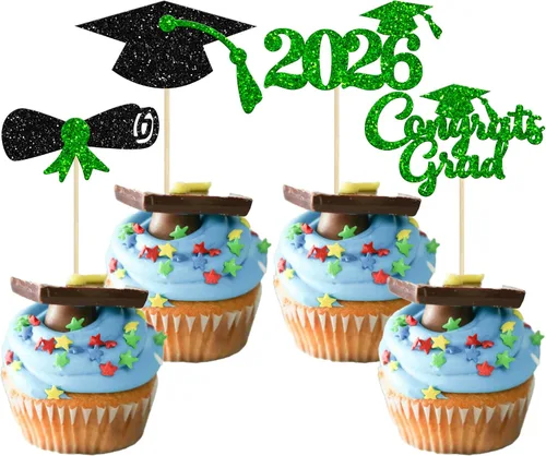 Miniatura 40 de Gyufise 1 paquete de decoración de pastel de graduación 2025 con purpurina de felicitaciones clase de 2025, decoración de pastel de diploma 2025