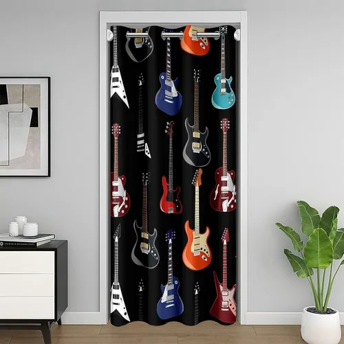 Miniatura 13 de Castle Fairy Cowboy Boots Door Curtain for Doorways Privacy Bohemia Musical Guitar Doorway Curtain Western Rustic Cowgirl All Season Blackout