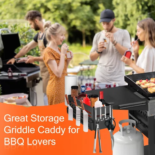 Miniatura 6 de Organizador de parrilla para parrilla Blackstone de 28/36 pulgadas, soporte para accesorios de barbacoa con tira magnética y soporte para toallas