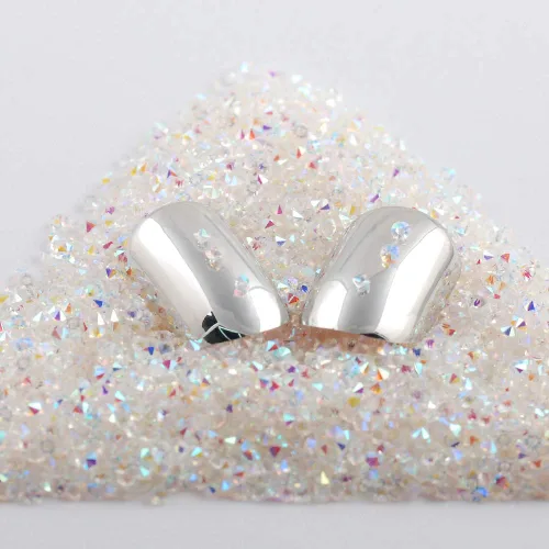Miniatura 6 de 5000 cuentas de diamantes de imitación de cristal de diamante ultra mini de 0.044 pulgadas con parte trasera plana, cristales iridiscentes, brillo