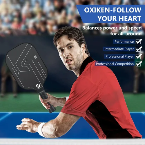 Miniatura 6 de OXIKEN - Paletas de pickleball de 0.630 in 2026 aprobadas por USAPA T700 de fibra de carbono (CFS), grano alto y giro, núcleo de panal, mango