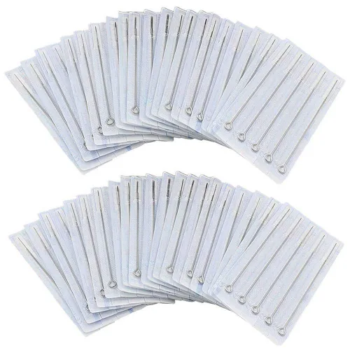 Autdor - Juego de 50 agujas de tatuaje estériles para máquina de tatuaje, agujas de tatuaje 1RL, agujas desechables para pistola de tatuaje, 1 forro